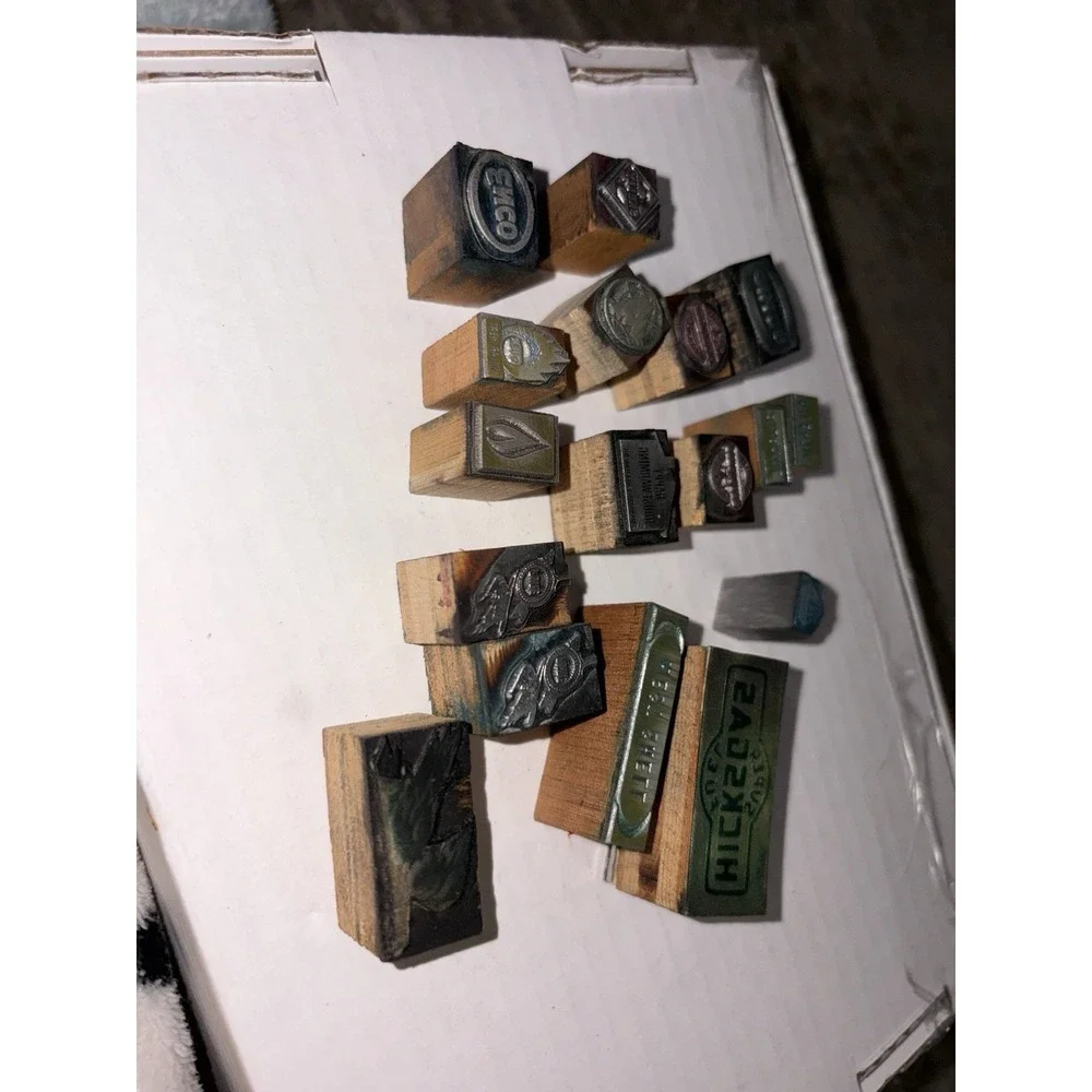 Vtg Lot Printing Letterpress Printer Block Automotive Oil Gas Station Logos Enco
